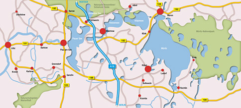 Karte von Mecklenburgischen Seenplatte